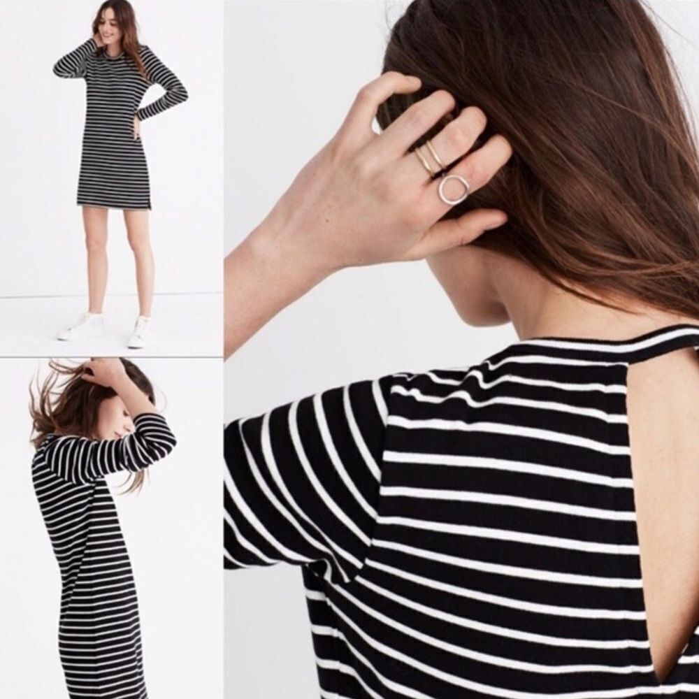 MADEWELL Striped Keyhole Back Mini Dress Size Small